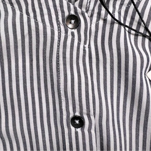 7 For All Mankind | Grey & White Stripe Button Sleeveless Midi Dress | XS - Picture 2 of 10